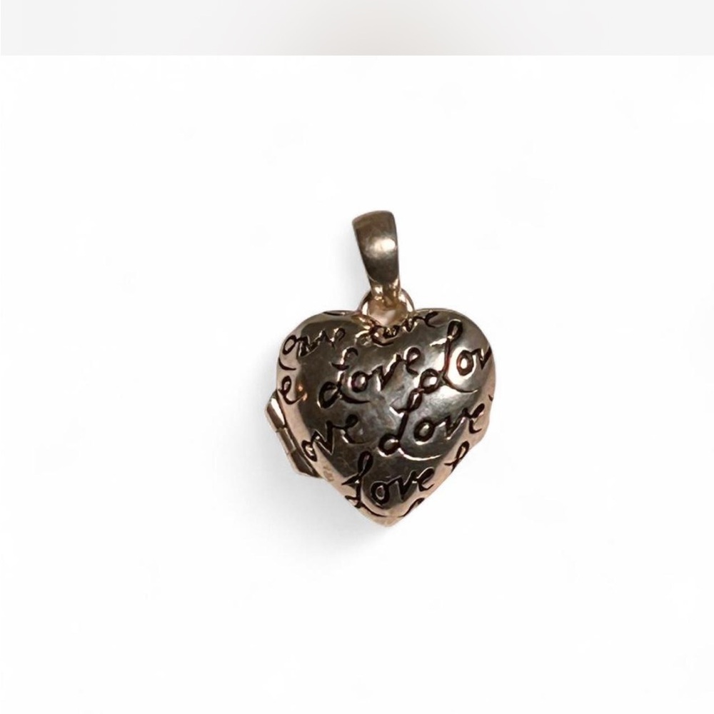 Vintage 925A Sterling Silver Vintage Pendant Engraved Love Heart Locket. Opens.